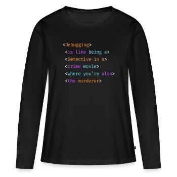 99 Little Bugs In The Code Programmierer Coding - Frauen Premium Bio Langarmshirt - Schwarz - Vorne - Julia (174cm)