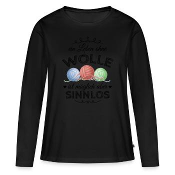 Netter Strickmuster Spruch für Strickerin Geschenk - Frauen Premium Bio Langarmshirt - Schwarz - Vorne - Julia (174cm)