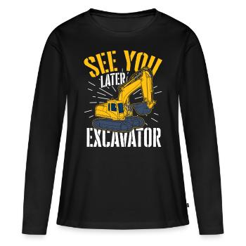 Excavator construction work road construction dredging work - Women's Premium Organic Long Sleeve Shirt - black - Front - Julia (174cm)