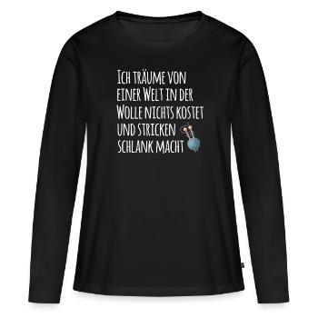 Super Häkeln Spruch für Omas Geschenk - Frauen Premium Bio Langarmshirt - Schwarz - Vorne - Julia (174cm)