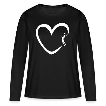 Volleyball Herz Volleyballspieler Männer - Frauen Premium Bio Langarmshirt - Schwarz - Vorne - Julia (174cm)