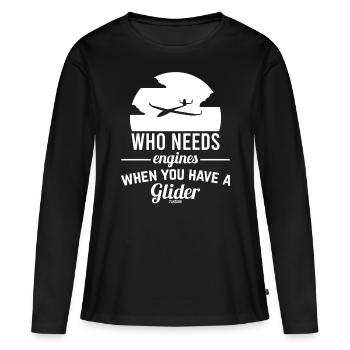 Planeur planeur planeur - T-shirt manches longues Premium bio Femme - noir - Devant - Julia (174cm)