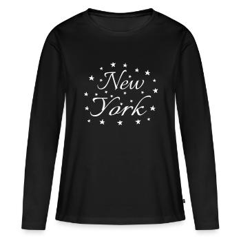 New York - T-shirt manches longues Premium bio Femme - noir - Devant - Julia (174cm)