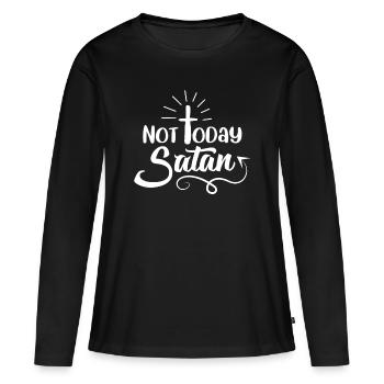 Pas aujourd'hui Satan - T-shirt manches longues Premium bio Femme - noir - Devant - Julia (174cm)