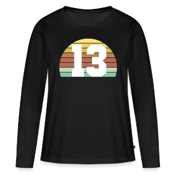 13 - Frauen Premium Bio Langarmshirt - Schwarz - Vorne - Julia (174cm)