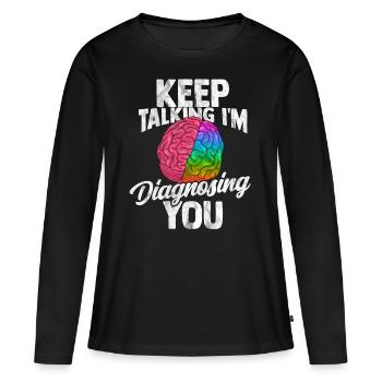 Psychologie Docteur Anthropologie Freud Thérapeute - T-shirt manches longues Premium bio Femme - noir - Devant - Julia (174cm)