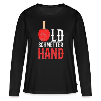 Old butterfly table tennis gift idea unisex - Women's Premium Organic Long Sleeve Shirt - black - Front - Julia (174cm)