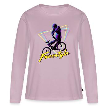 Cadeau BMX Halfpipe Freestyle Stunt Vaporwave - T-shirt manches longues Premium bio Femme - rose poudré - Devant - Julia (174cm)