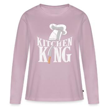 Cooking King Gourmet Chef Culinaire - T-shirt manches longues Premium bio Femme - rose poudré - Devant - Julia (174cm)