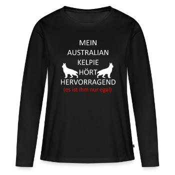 Australian Kelpie Schäferhund Hunde Kelpies - Frauen Premium Bio Langarmshirt - Schwarz - Vorne - Julia (174cm)