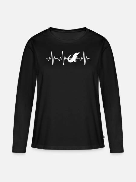 Crocodile Heartbeat - Frauen Premium Bio Langarmshirt - Schwarz