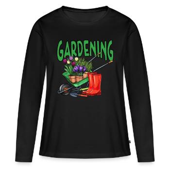 Jardin amis jardinage nature cadeau - T-shirt manches longues Premium bio Femme - noir - Devant - Julia (174cm)