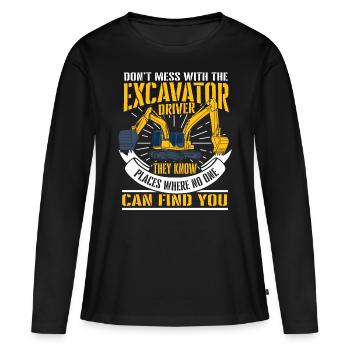 Bagger - Frauen Premium Bio Langarmshirt - Schwarz - Vorne - Julia (174cm)