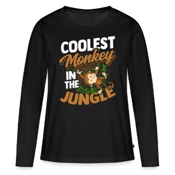 Singe - T-shirt manches longues Premium bio Femme - noir - Devant - Julia (174cm)