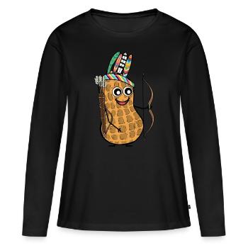 Chef Cacahuète Far West Arc des Indiens - T-shirt manches longues Premium bio Femme - noir - Devant - Julia (174cm)