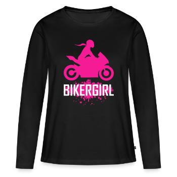 Biker girl super athlete racing machine female biker - Women's Premium Organic Long Sleeve Shirt - black - Front - Julia (174cm)