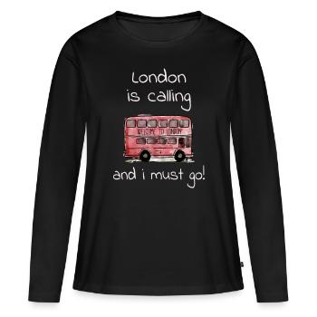 Londres - T-shirt manches longues Premium bio Femme - noir - Devant - Julia (174cm)