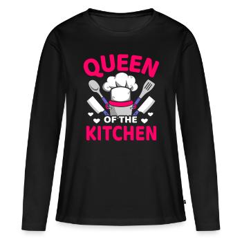 Reine de la cuisine cuisiner la cuisine - T-shirt manches longues Premium bio Femme - noir - Devant - Julia (174cm)