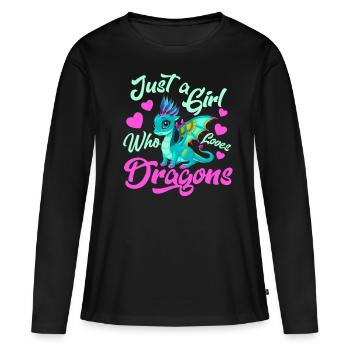 Just a Girl Who Loves Dragons - Women's Premium Organic Long Sleeve Shirt - black - Front - Julia (174cm)