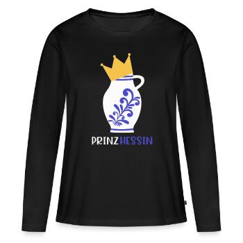 Apfelwein Prinzessin aus Hessen Prinzhessin Bembel - Frauen Premium Bio Langarmshirt - Schwarz - Vorne - Julia (174cm)