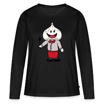 Chef Chef Chef Fantaisie Chef Ail - T-shirt manches longues Premium bio Femme - noir - Devant - Julia (174cm)