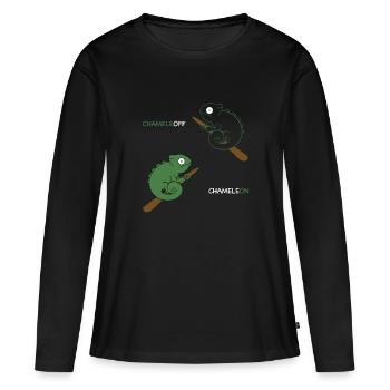 Caméléon ChameleOFF camouflage drôle reptile - T-shirt manches longues Premium bio Femme - noir - Devant - Julia (174cm)