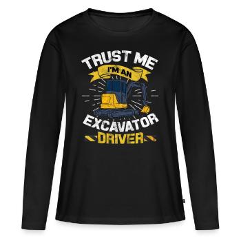 Bagger - Frauen Premium Bio Langarmshirt - Schwarz - Vorne - Julia (174cm)