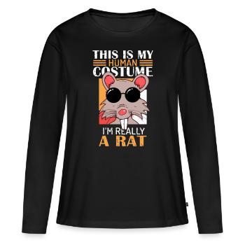 Rat, amoureux des rats, rats - T-shirt manches longues Premium bio Femme - noir - Devant - Julia (174cm)