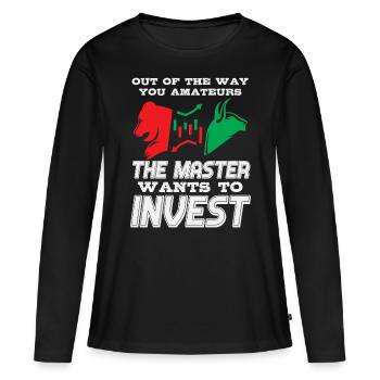Investissez dans des actions en bourse - T-shirt manches longues Premium bio Femme - noir - Devant - Julia (174cm)