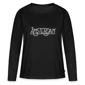 Amsterdam - T-shirt manches longues Premium bio Femme - noir - Devant - Julia (174cm)