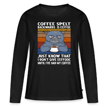 Coffee spelt backwards is eeffoc Design - Women's Premium Organic Long Sleeve Shirt - black - Front - Julia (174cm)