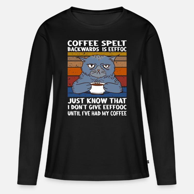 Il farro di caffè all'indietro è eeffoc Design - Maglia a maniche lunghe ecologica premium da donna - nero