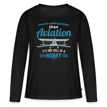 Avion Aviation Hobby Aviation - T-shirt manches longues Premium bio Femme - noir - Devant - Julia (174cm)