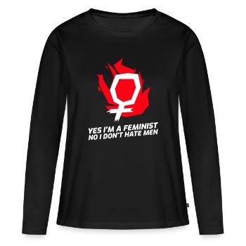 Cadeau féministe féministe féministe - T-shirt manches longues Premium bio Femme - noir - Devant - Julia (174cm)
