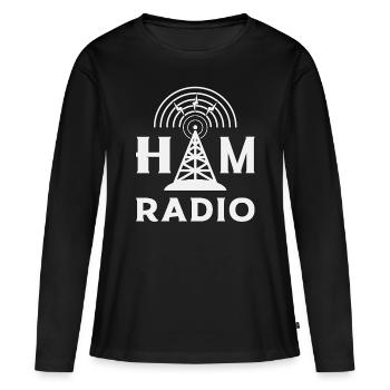 Radio HAM Operator Amateur Radio Antenne Cadeau - T-shirt manches longues Premium bio Femme - noir - Devant - Julia (174cm)