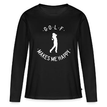 Golf Golfer Sprüche Geschenk Golfplatz Golfschwung - Frauen Premium Bio Langarmshirt - Schwarz - Vorne - Julia (174cm)