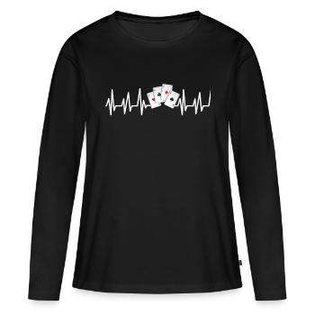 Poker Casino Hold'em Spades Poker Face Bluff - T-shirt manches longues Premium bio Femme - noir - Devant - Julia (174cm)