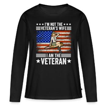 Veteran Girl Army Military Soldier Navy Gift - Women's Premium Organic Long Sleeve Shirt - black - Front - Julia (174cm)