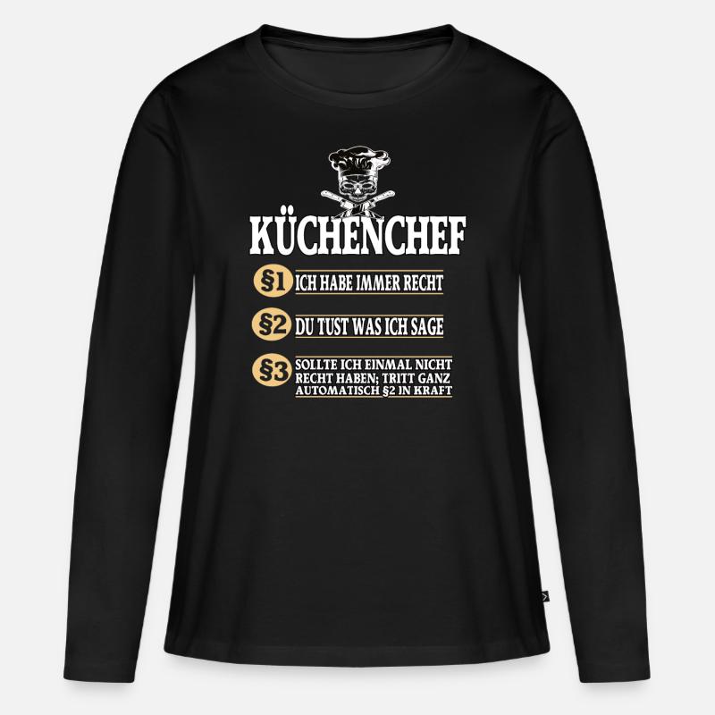 Küchenchef Koch Kochen - Frauen Premium Bio Langarmshirt - Schwarz