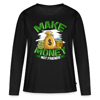 Argent comptant capitalisme dollar euro argent - T-shirt manches longues Premium bio Femme - noir - Devant - Julia (174cm)