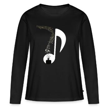 DJ Turntable Musik Noten Festival Geschenk - Frauen Premium Bio Langarmshirt - Schwarz - Vorne - Julia (174cm)