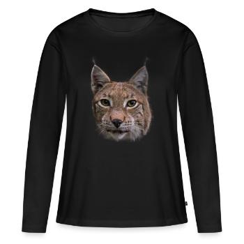 Luchs Design Luchse Wildkatzen Geschenk - Frauen Premium Bio Langarmshirt - Schwarz - Vorne - Julia (174cm)