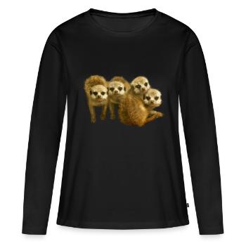 Lustiges Erdmännchen Junges Meerkat Geschenk - Frauen Premium Bio Langarmshirt - Schwarz - Vorne - Julia (174cm)