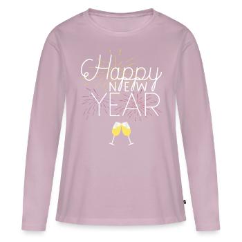 Happy New Year Celebration - T-shirt manches longues Premium bio Femme - rose poudré - Devant - Julia (174cm)