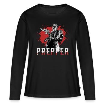 Prepper Survival Apocalypse Survival Idée cadeau - T-shirt manches longues Premium bio Femme - noir - Devant - Julia (174cm)
