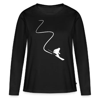 Deep snow skier ski winter sports gift - Women's Premium Organic Long Sleeve Shirt - black - Front - Julia (174cm)