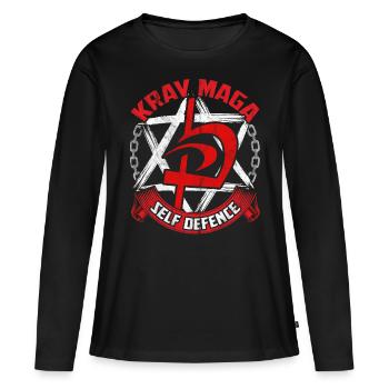 Krav Maga Shalom Israel Arts Martiaux Sports Militaires - T-shirt manches longues Premium bio Femme - noir - Devant - Julia (174cm)
