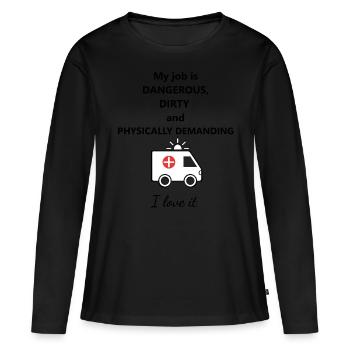 Service d'ambulance travail paramédic paramédic - T-shirt manches longues Premium bio Femme - noir - Devant - Julia (174cm)