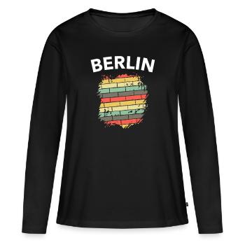 Mur de Berlin Chute du mur GDR cadeau drôle - T-shirt manches longues Premium bio Femme - noir - Devant - Julia (174cm)