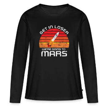 Mars - T-shirt manches longues Premium bio Femme - noir - Devant - Julia (174cm)